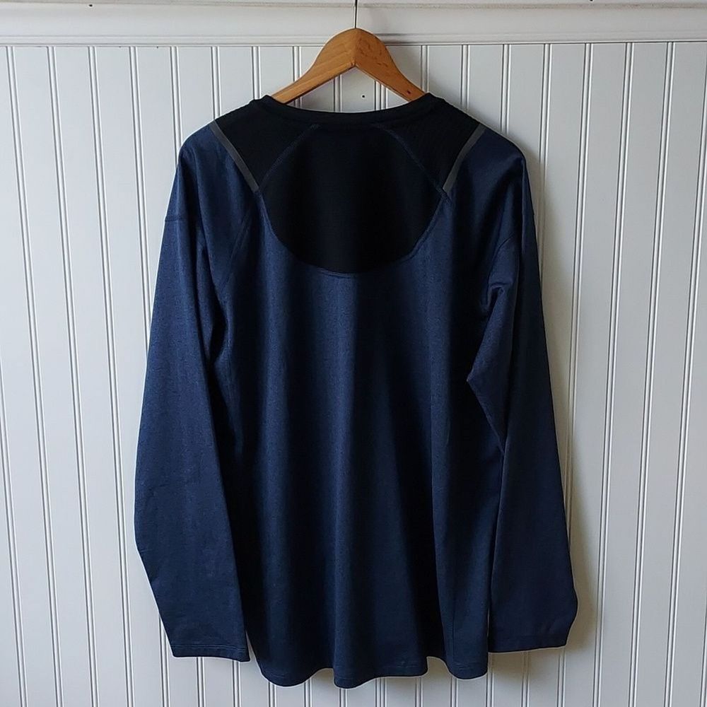 Spyder Active Pro Web Men's L Shirt Wicking Long Sleeve Heather Navy Blue Black - Picture 2 of 7